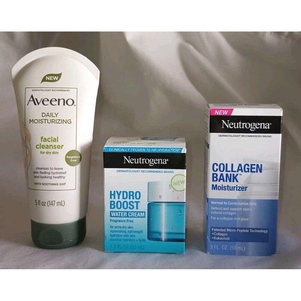 Lot Of 3 Neutrogena Collagen Bank Moisturizer Hydro & Cleanser Skincare MSRP $65